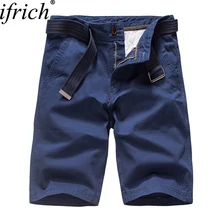 IFRICH повседневные Летние х/б мужские шорты до колена хлопчатобумажные брюки шорты винтажные повседневные мужские шорты-бермуды masculina с поясом