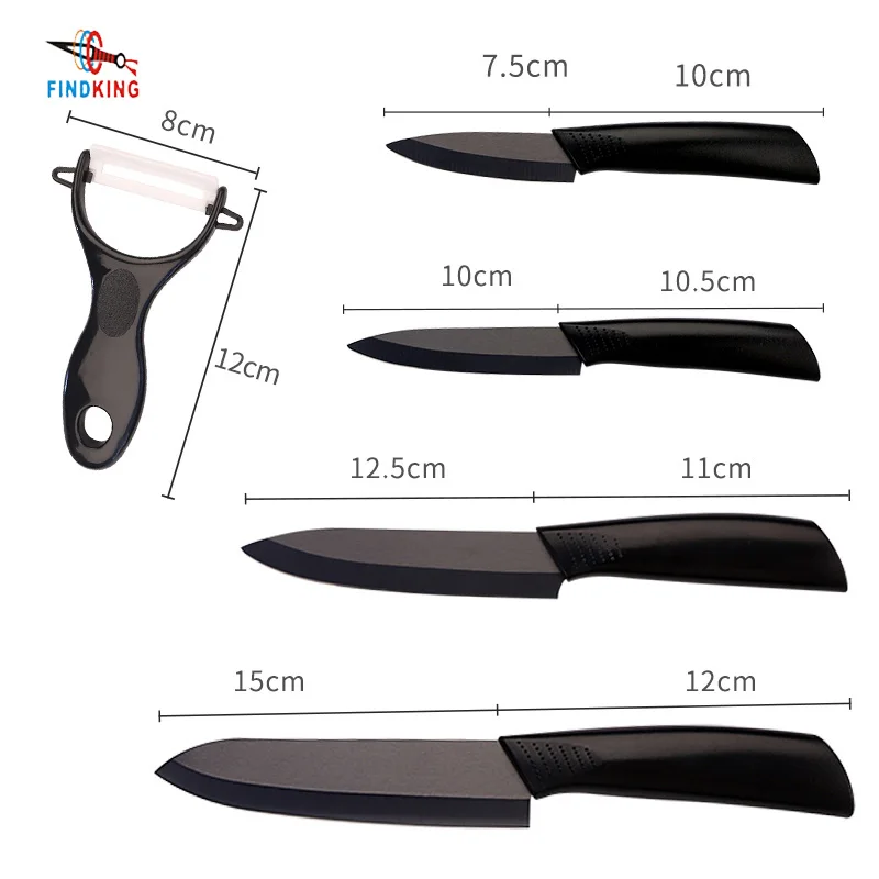 Günstig FINDKING Zirkonia Keramik Messer set schwarz klinge 3 4 5 6 zoll + Schäler + abdeckungen keramik messer set für cut fleisch und obst messer