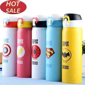 

350ml 500ml Thermoses Mug Super Heroes Stainless Steel Car Vacuum Flask Office Coffe Cup Vehicle Bottle Travel Thermos Kids Gift
