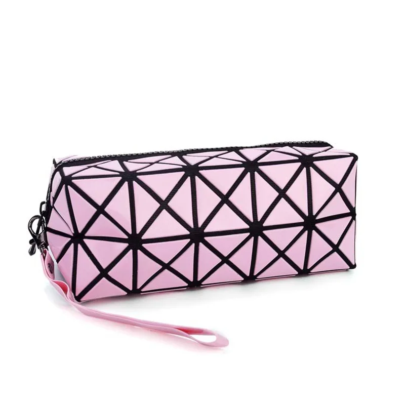 Fashion Portable Makeup Bag Folding Package PU Leather Makeup Bags Women Geometric Zipper Cosmetic Bag Mini Bolso Organizer Bags (23)