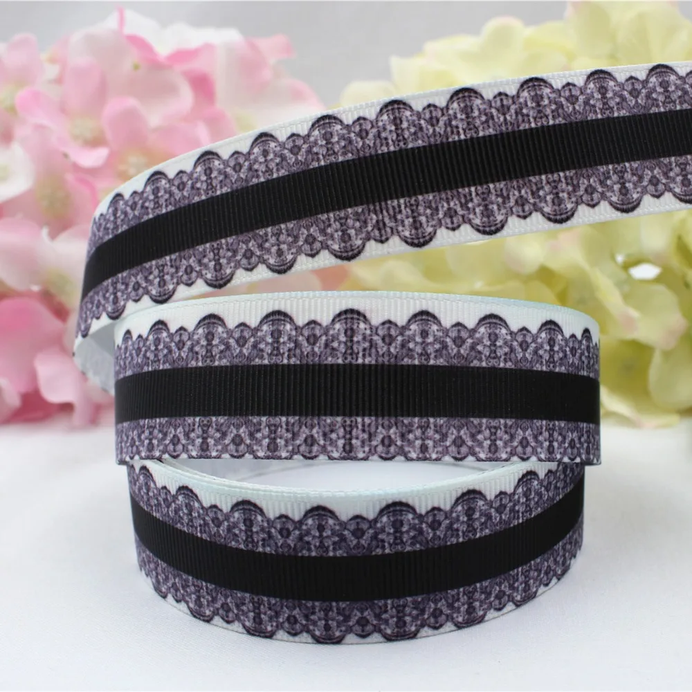 16607 57 , 25MM lace Printed grosgrain ribbon,garment accessories hair