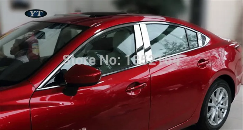 Авто оконная накладка стойки Накладка для Mazda 6 atenza, нержавеющая сталь, 6 шт./лот, стайлинга автомобилей