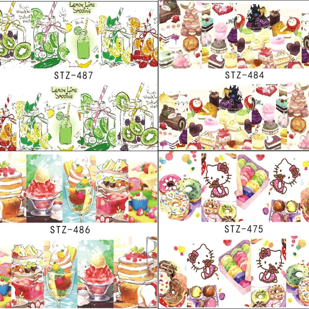 1 pz Torta di Frutta Disegni Nail Art Stickers Dolce Gelato Al Cioccolato di Trasferimento Dell acqua Nail Art Consigli di Bellezza Manicure TRSTZ474 488 in