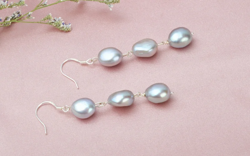 HTB1sDGWXzzuK1RjSspeq6ziHVXaX - ASHIQI Natural Baroque Pearl Long Earrings For Women Gray freshwater pearl Handmade 925 Sterling Silver drop earrings Party Gift