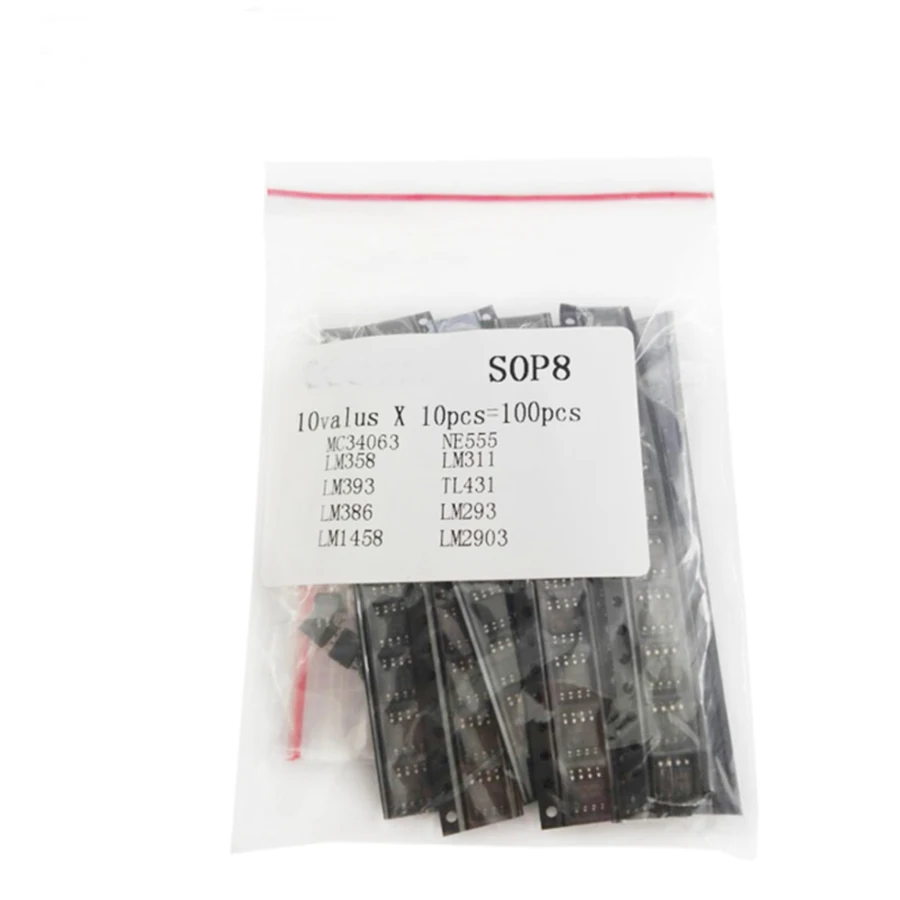 

NE555 LM358 MC34063 LM393 LM386 LM1458 LM311 TL431 LM293 LM2903 SOP8 Amplifier Circuit 10Values*10pcs SMD diy electronic set