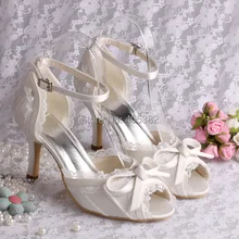 Wedopus MW5497 Custom Handmade Ivory Lace Peep Toe Bridal Shoes Wedding Sandals Ladies