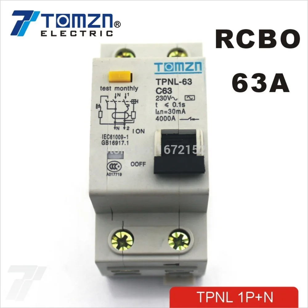 TPNL 1P+ N 63A 230V~ 50 HZ/60 HZ автоматический выключатель с защитой от перегрузки по току и утечки RCBO