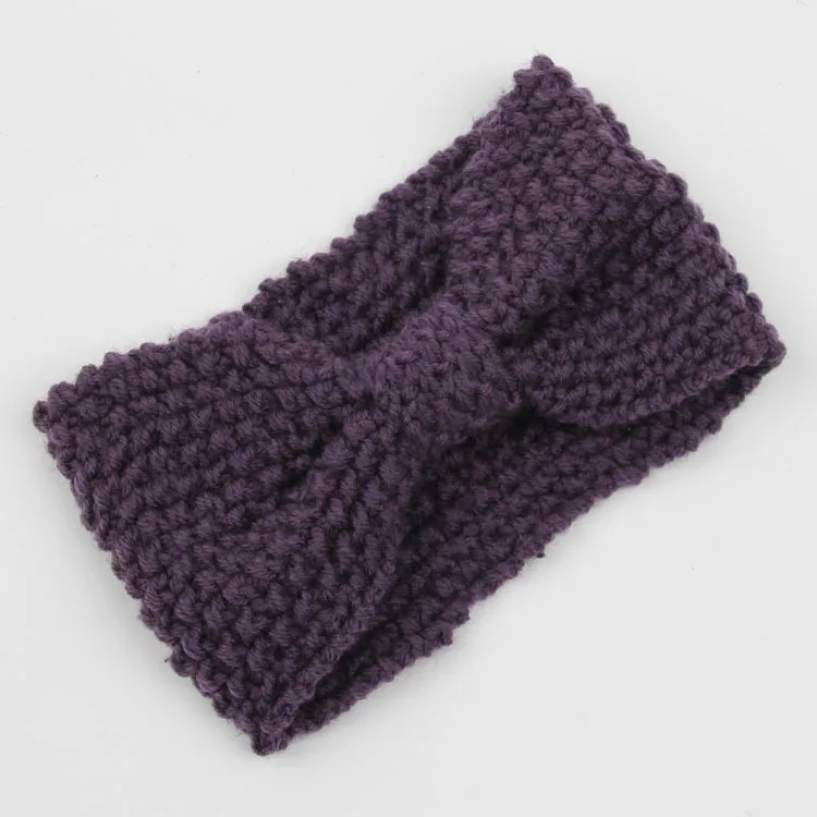 Для женщин Леди крючком вязаный Тюрбан повязка для волос; зимняя теплая повязка на голову повязка на волосы для девушек женские аксессуары для волос Лидер продаж - Цвет: Purple 1