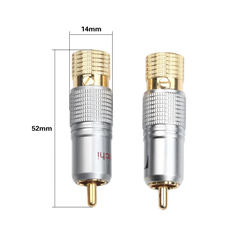 2 шт. 10 мм позолоченный RCA штекер Блокировка не разъем под пайку RCA коаксиальный разъем гнездо адаптера завод высокое качество