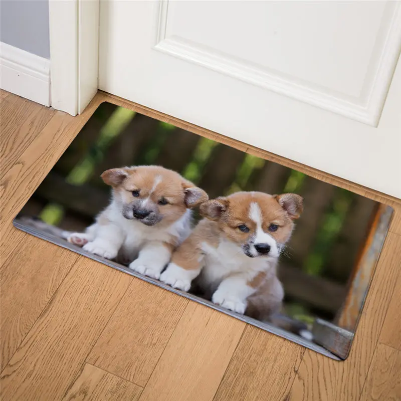 Welsh Corgi Pembroke ПВХ кожаные коврики 46*76 см водонепроницаемый кухонный ковер вход нескользящий Декор для гостиной милые животные дверной коврик - Цвет: 5