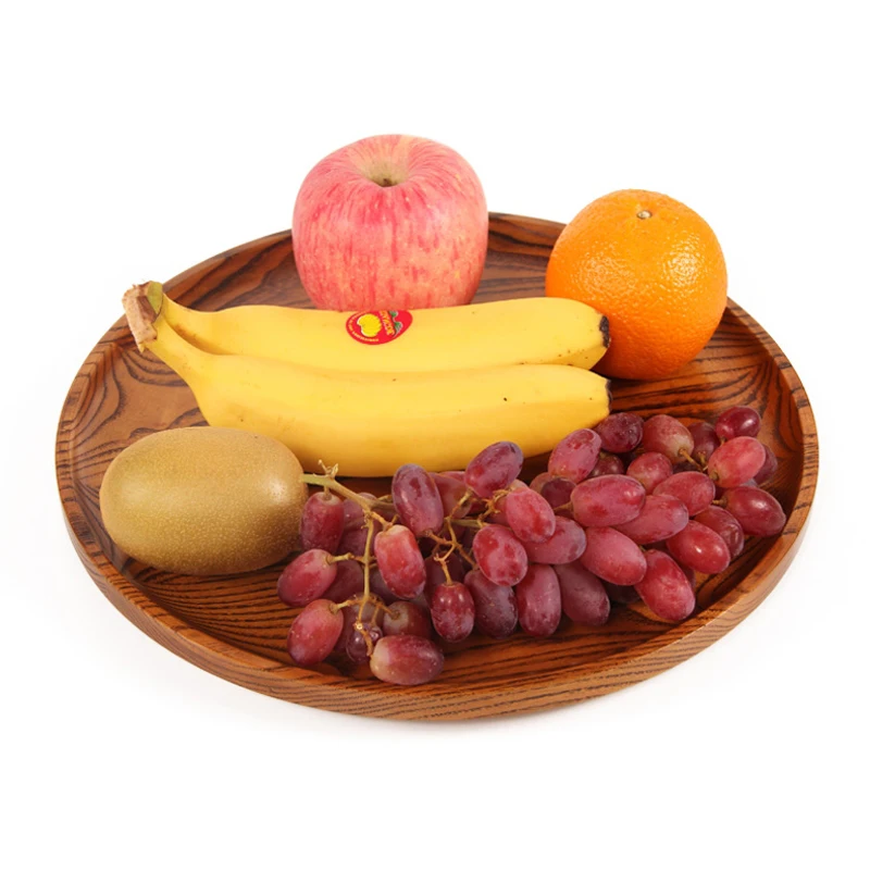30cm Round Wooden Tray Serving Platters for Snack Fruit Food Plates Classic Coffee Tea Tray Solid Wood Utensils Kitchen Tray (5)