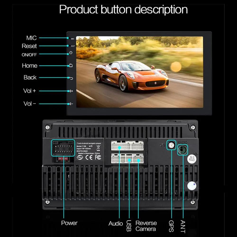 Автомагнитола 2 Din 7 дюймов Android 8 1 9 дюйма 1/2 ГБ ОЗУ 16/32 ПЗУ GPS Wi Fi HD MP5 Bluetooth FM