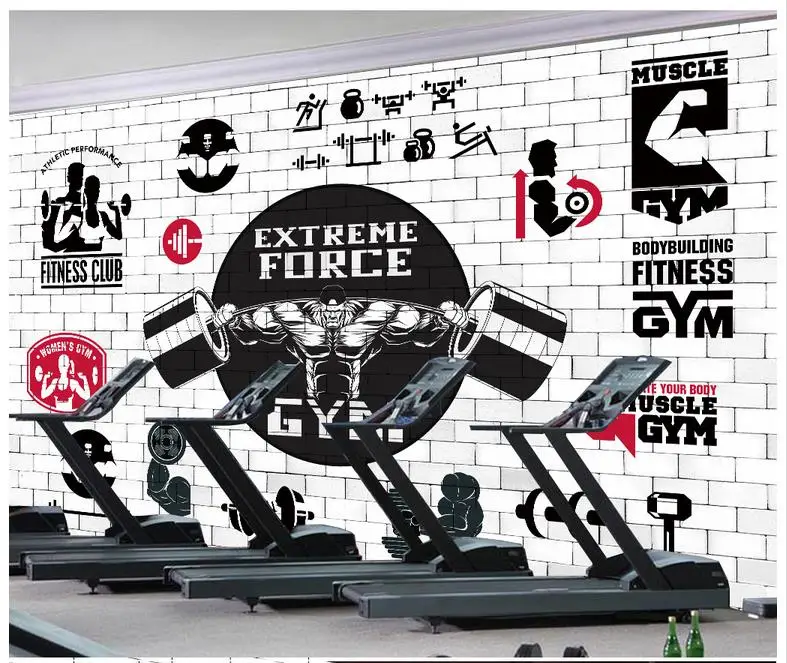 

3d wallpaper 3d murals wallpaper for walls 3 d Gym mural custom Background wall brick wall fitness club background wall decor