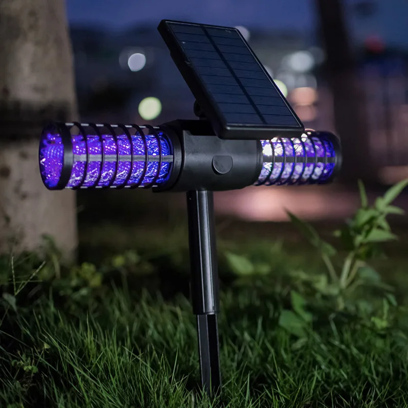 

Solar LED Outdoor Mosquito Killer Lamp Waterproof UV Light High-voltage Grid Whole Night Protect CLH@8