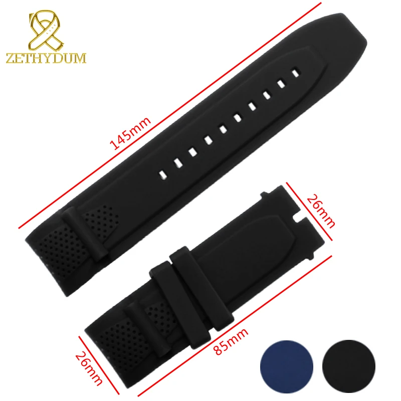 

26*26mm invicta silicone watch strap black waterproof silicone bracelet rubber strap stainless steel buckle watch accessories