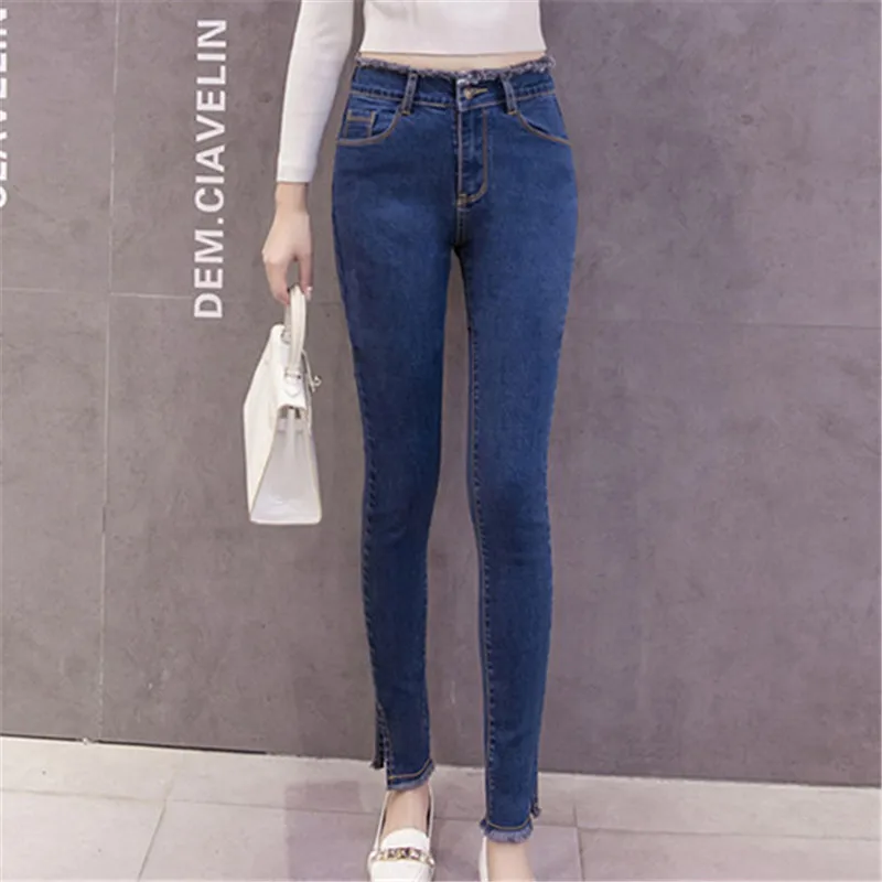 2018 Корейская версия новых эластичных джинсов для женщин узкие джинсы для женщин узкие брюки с высокой талией женские джинсы