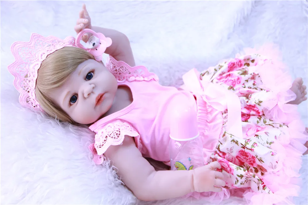 DollMai bebes reborn 2" полностью силиконовая кукла reborn baby girl куклы блонд волосы парик принцесса модный бренд куклы reborn bonecas