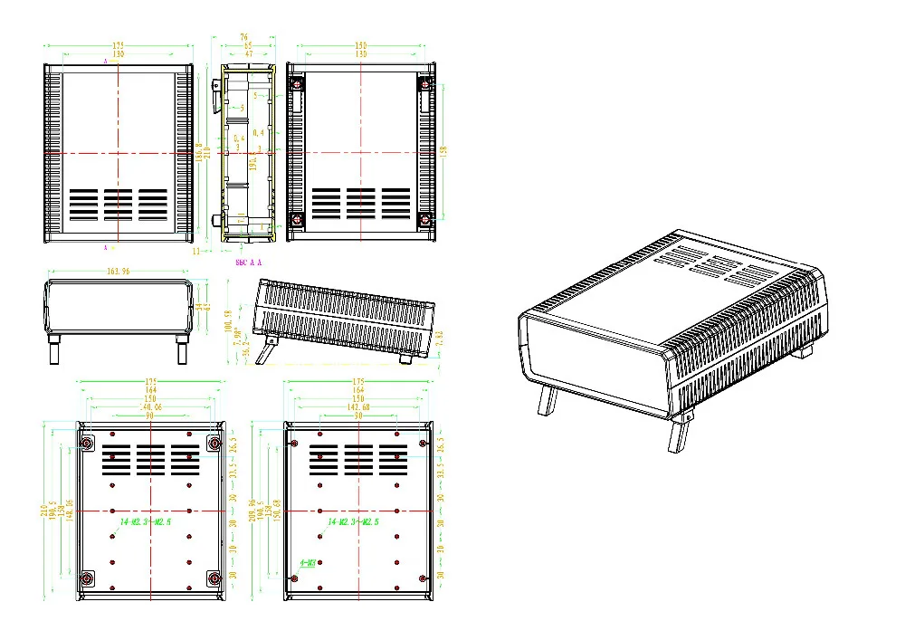 HQ инструмент ABS проект корпус Box Case, черный, 175x210 мм x 65 мм