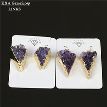 Натуральный кристалл Drusy маленький камень серьги кварцевый треугольник форма камня женские подвеска и серьги из кристаллов Ювелирные изделия