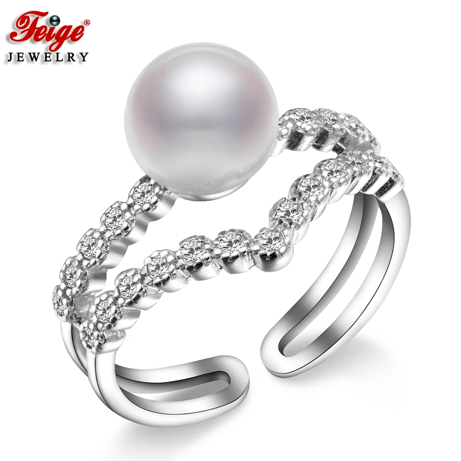 

New Design Silver Ring for Women Wedding Gifts Accessories 8-9MM Freshwater Cultured Pearl Ring Fine Jewelry Wholesale Bijoux
