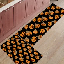 2 шт. кухонные подстилки И КОВРИКИ НАБОР современный Хэллоуин Мультфильм Тыква домашний декор Нескользящая область бегун входной коврик
