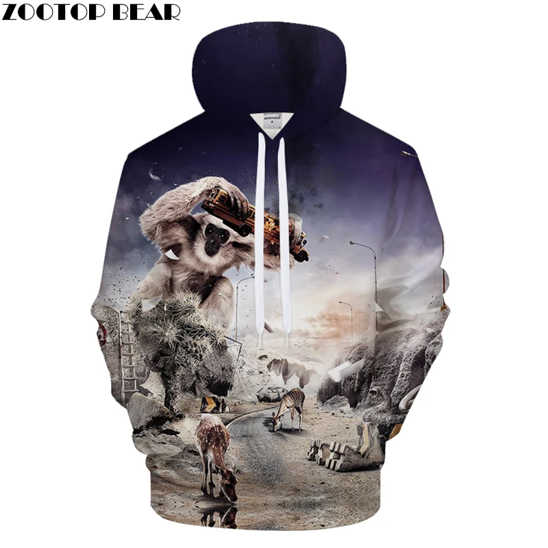 Funny Hoodies Men Animal Hoody 3D Orangutan hoodie Streatwear