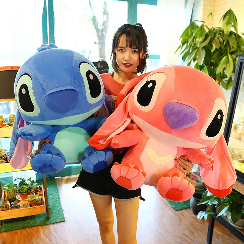 40/55/75cm Stitch Doll Disney Plush Toys Lilo&Stitch Plush Stuffed Doll  Soft Pillow Prone Posture Dark/Light Blue Cute Kids Gift