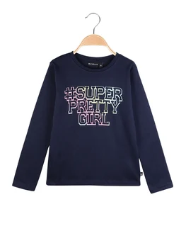 

Long sleeve sweater with print written glitter