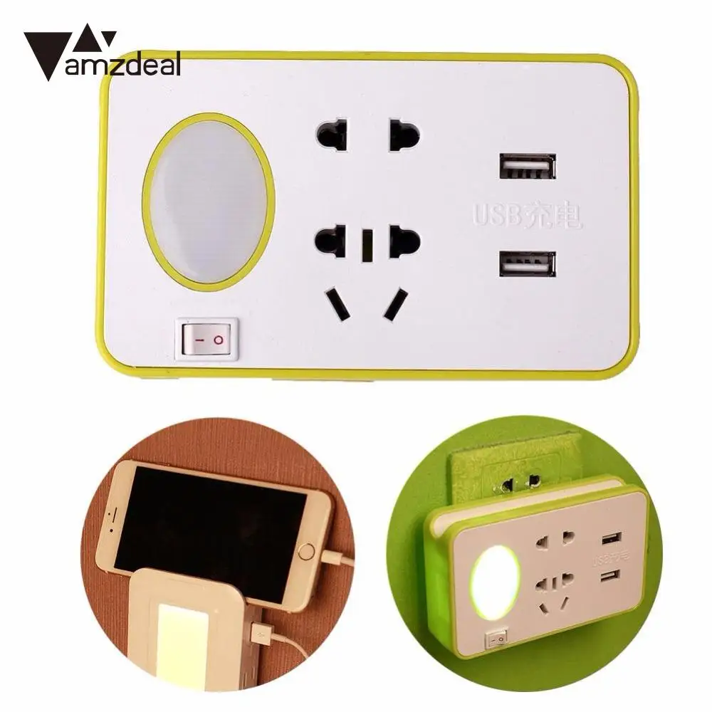

amzdeal Smart Intelligent USB Socket Multifunction Wireless Charger Luminous Electrical Socket Plugs Adapter Home Decoration