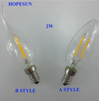 

high quality E14 110V / 220V 2W Led Filament LED Bulb LED Light LED Lampada Led Retro Edison Glass Crystal Chandelier