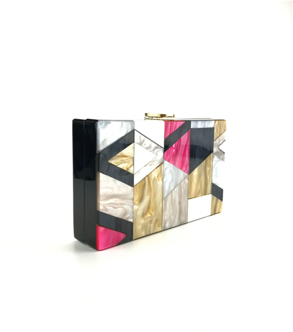 Новая женская вечерняя сумочка с геометрическим узором, цветная акриловая коробка, вечерние посылка, дизайнерская Роскошная Borsa a trakolla da donna#30