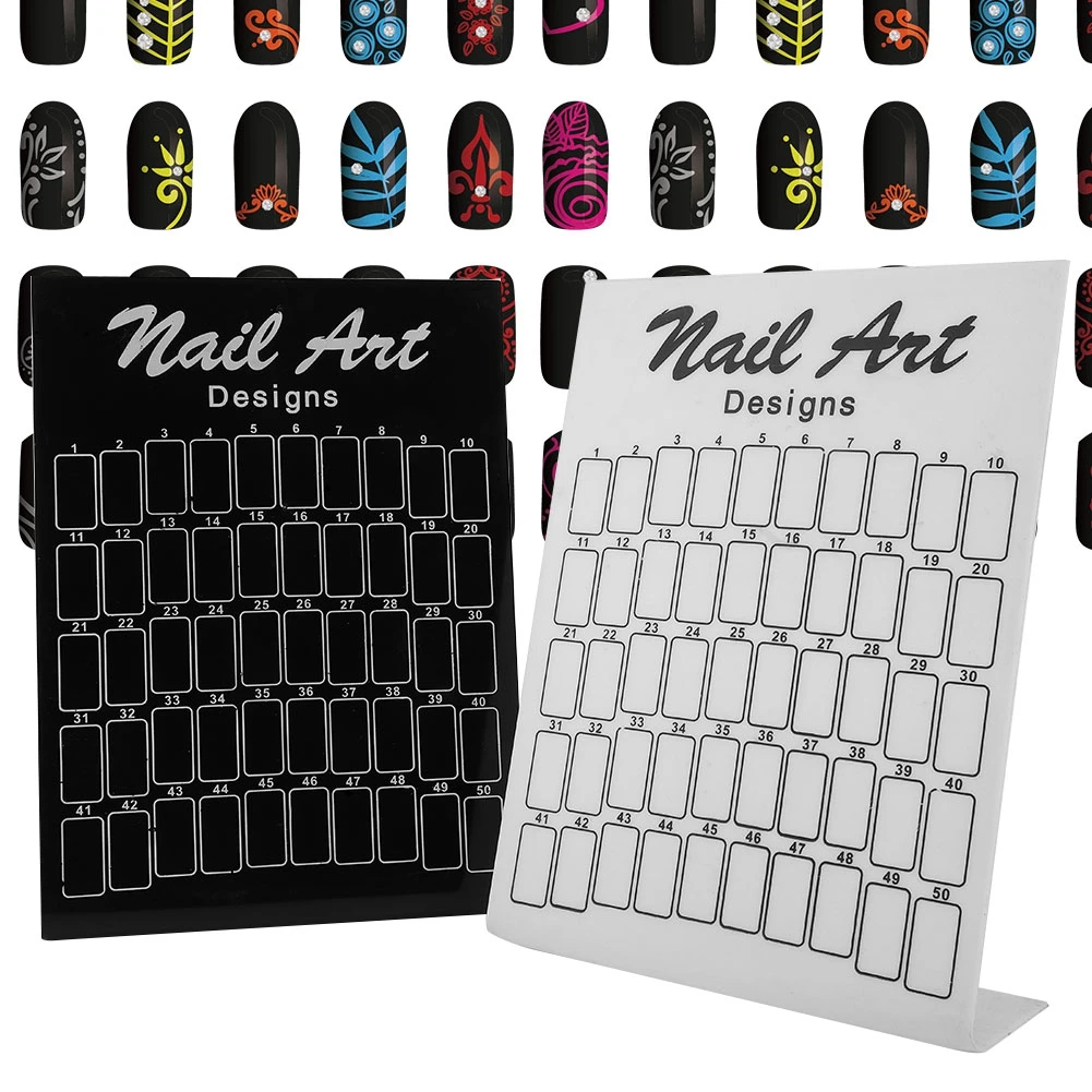 

50Pcs Nail Art Fake Tips Chart Display Board Nail tips Polish Gel Color Card Nail Art Display Showing Shelf Card Book