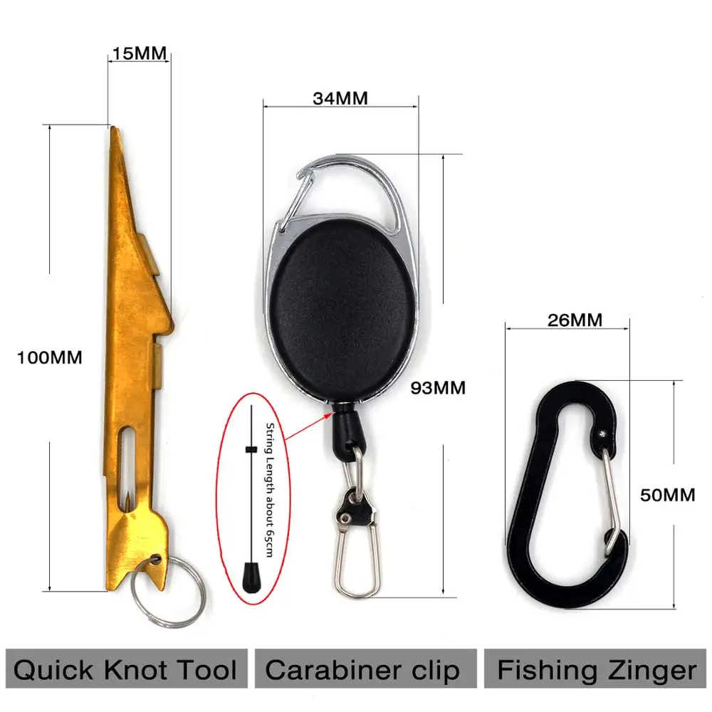 MNFT Quick Nail Knot Tying Tool / Knot Tyer Hook Tier & Hook Eye Cleaner  For Fly Fishing Tackle with Retractor Zinger Carabiner