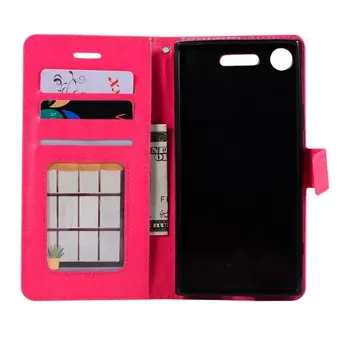 

100pcs/lot free shipping Soft TPU + PU Leather Crazy Horse Wallet Leather Case For Sony Xperia XZ1/XZ1 compact XZ/XZ compact