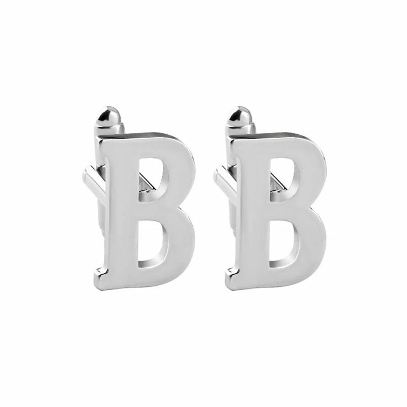 Модные мужские алфавитные Запонки Мужской рубашка в деловом стиле Начальная буква Свадьба Серебристая буква запонка - Окраска металла: B