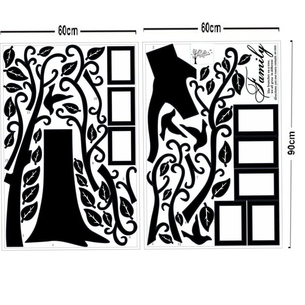Водонепроницаемая 3D Наклейка на стену черная художественная фоторамка на память дерево наклейка на стену s домашний декор семейное дерево наклейка на стену плакат