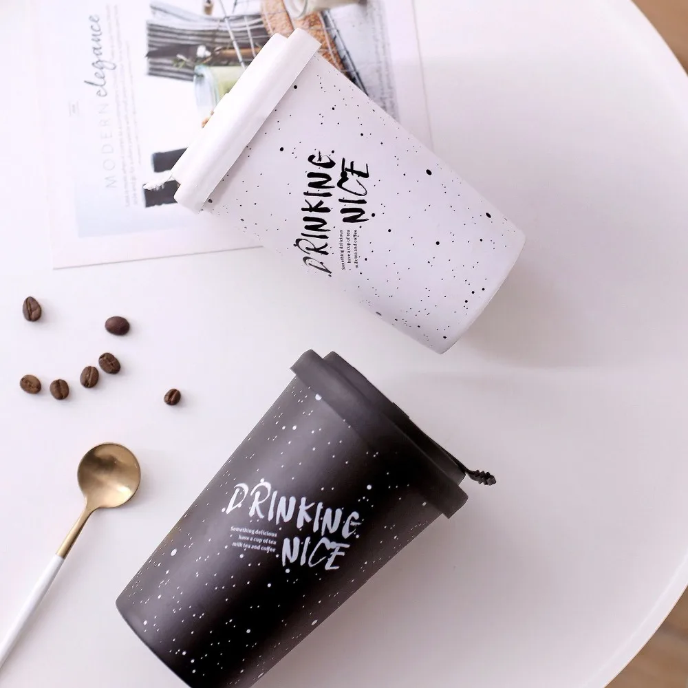 

White Black Ceramics Coffee Mug With Silicone Lid Mugs Creative Drinkware Porcelain Coffee Tea Cups Novelty Gifts Milk Cup