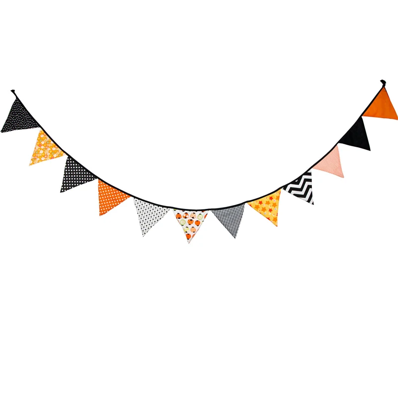 3,2 м 12 флагов Счастливого Хэллоуина хлопковые флажки подвесная гирлянда для детей, день рождения, банты, свадебные украшения, фотография