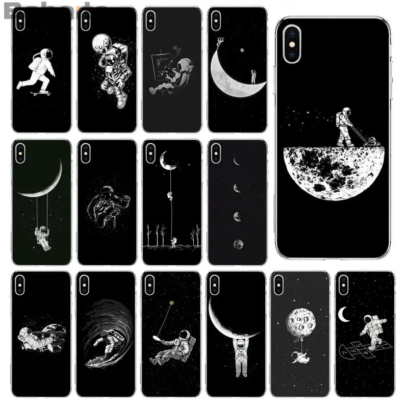 

Babaite Newest Space Moon Astronaut Soft Silicone Transparent Phone Case for iPhone X XS MAX 6 6s 7 7plus 8 8Plus 5 5S SE XR