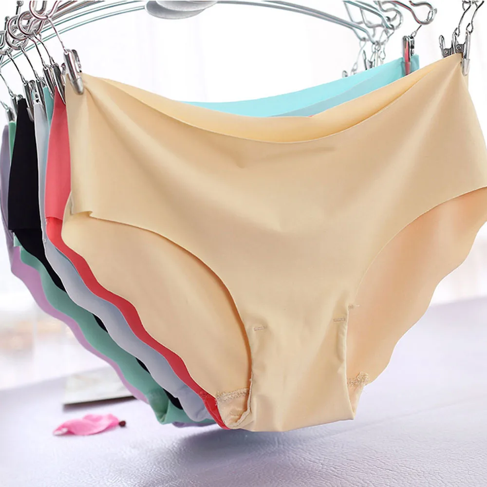 

Women Sexy Panties Crotch Briefs Underwear Seamless Cotton Plus Size Femme Mid Waist Shorts Underpants Bikini Solid For Girls