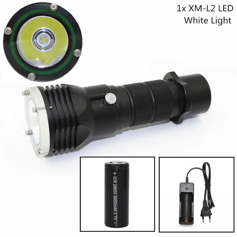 

scuba diving flashlight xm-l2 LED 1200LM underwater 50m waterproof lanterna power by 18650 or 26650 battery