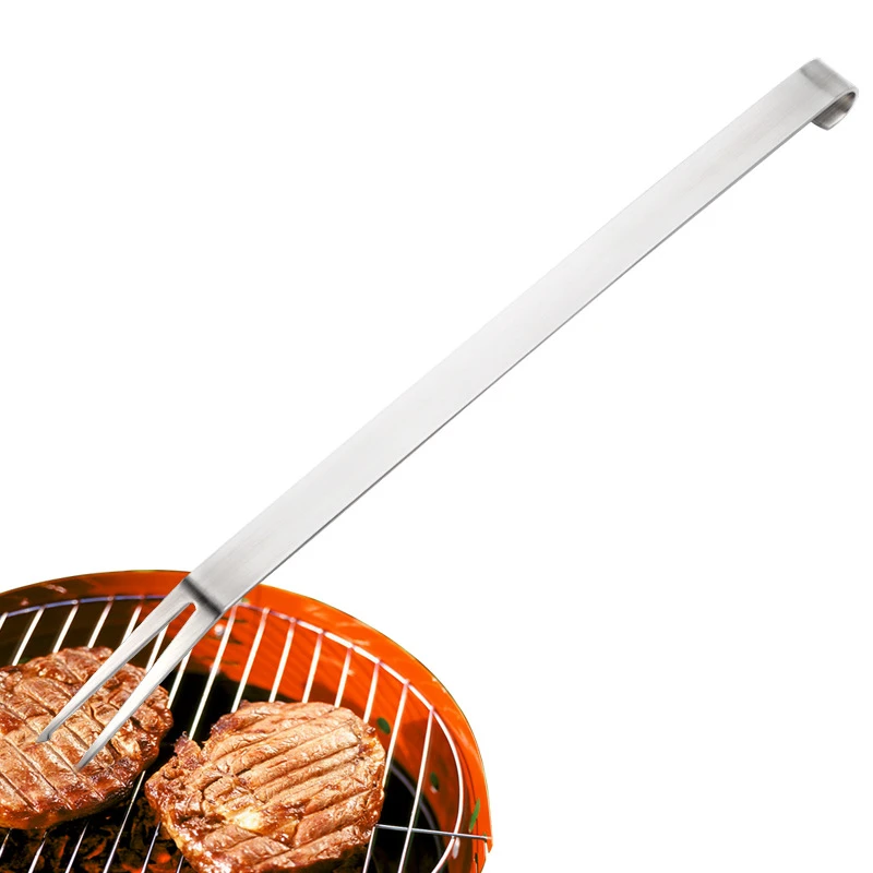 Stainless Steel Roast Meat Fork BBQ Skewers Hook Handle Steak Forks