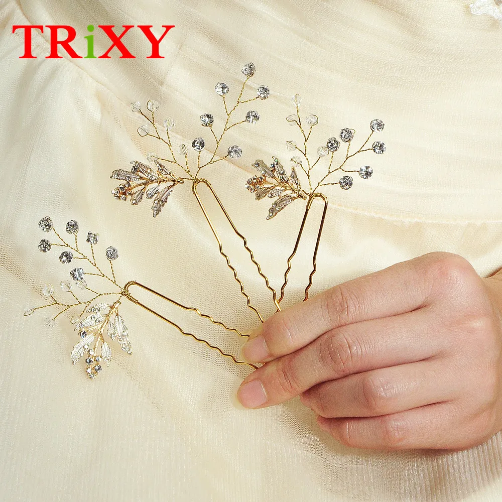 TRiXY H61-G набор горный хрусталь жемчуг свадебные аксессуары с флорой стиль жемчуг бисером свадебный гребень для свадьбы и вечеринки