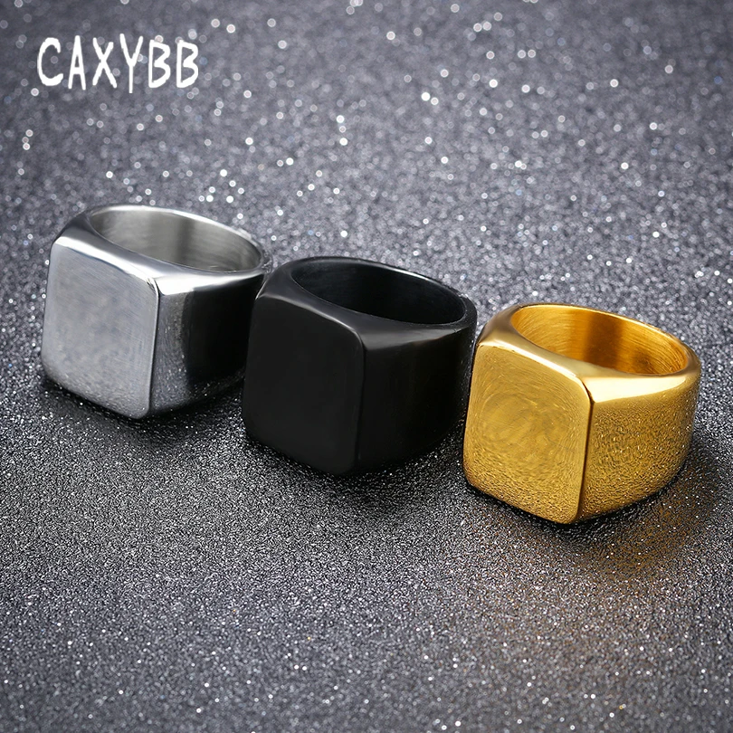 Caxybb гладкое простое квадратное мужское кольцо деловое однокольцо модные