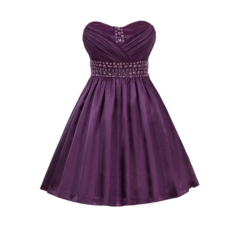 Tanpell/короткое коктейльное платье фиолетового цвета длиной выше колена, платье трапециевидной формы с Бисером Дешевые Коктейльные Вечерние платья без рукавов для девочек - Цвет: grape