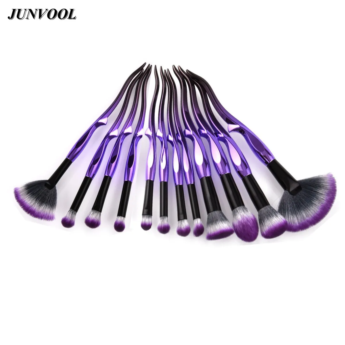 

Soft Fiber Fan Brush Purple Black Foundation Powder Face Blush Contour Eyeshadow Makeup Brushes Set Beauty Cosmetic Tools Kit