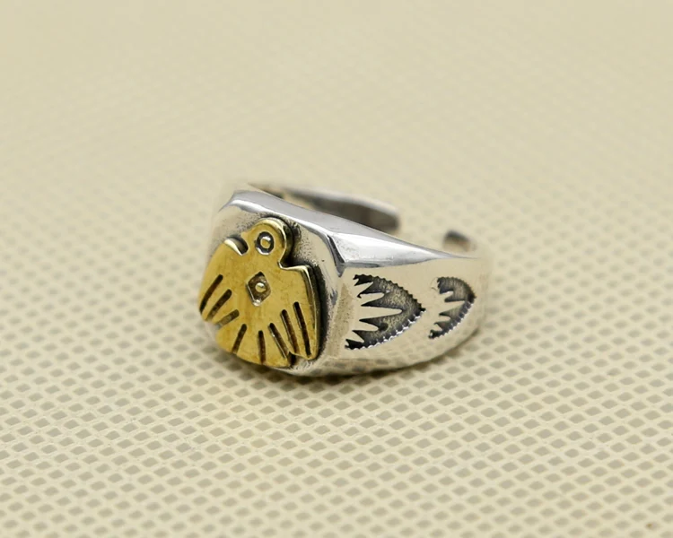 Винтажное индийское Стильное кольцо-манжета в виде птицы, мужское широкое кольцо с хвостом, Настоящее твердое 925 пробы Серебряное крутое мужское ювелирное изделие, подарки