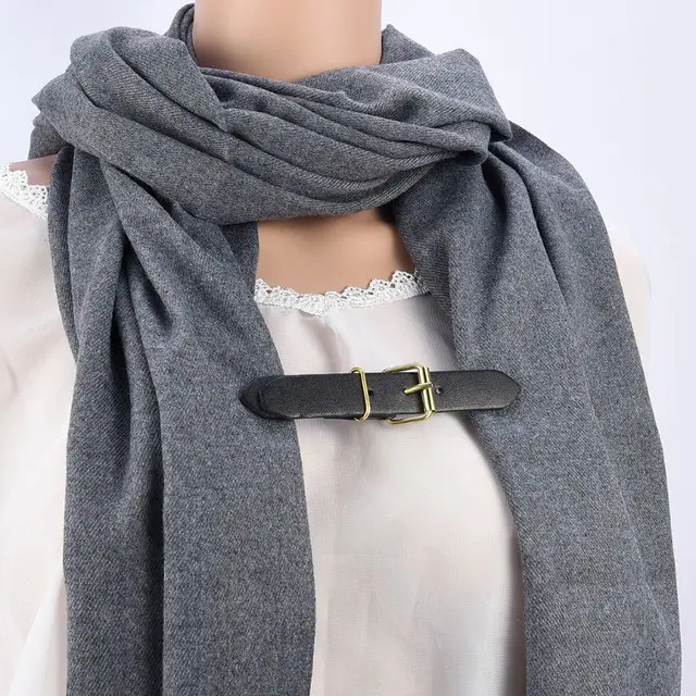 Scarf Buckle Scarves Clip Fashion Faux Leather High End Luxury Clips