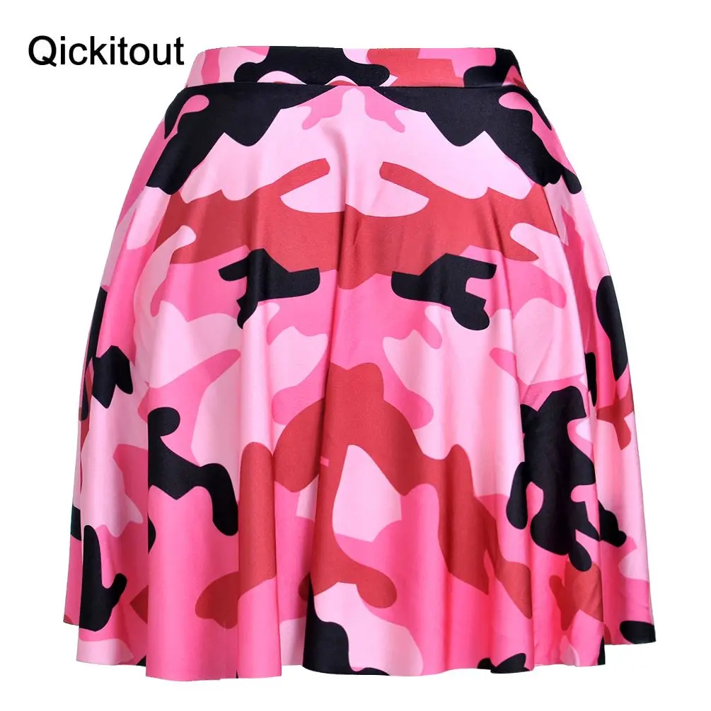 Qickitout юбки тонкие высококачественные модные сексуальные тонкие женские розовые камуфляжные юбки в стиле милитари 3D юбки с цифровым принтом