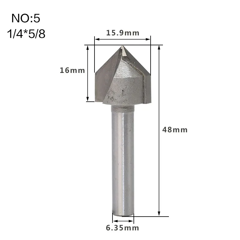1 шт. 1/" 1/4" хвостовик промышленного класса фрезы для дерева 90 градусов V тип долбежный резак Вольфрам деревообрабатывающий резной инструмент